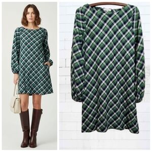 ☆ TRR ☆ Ann Mashburn Dress Green Navy Flannel Plaid Flannel Prairie Americana